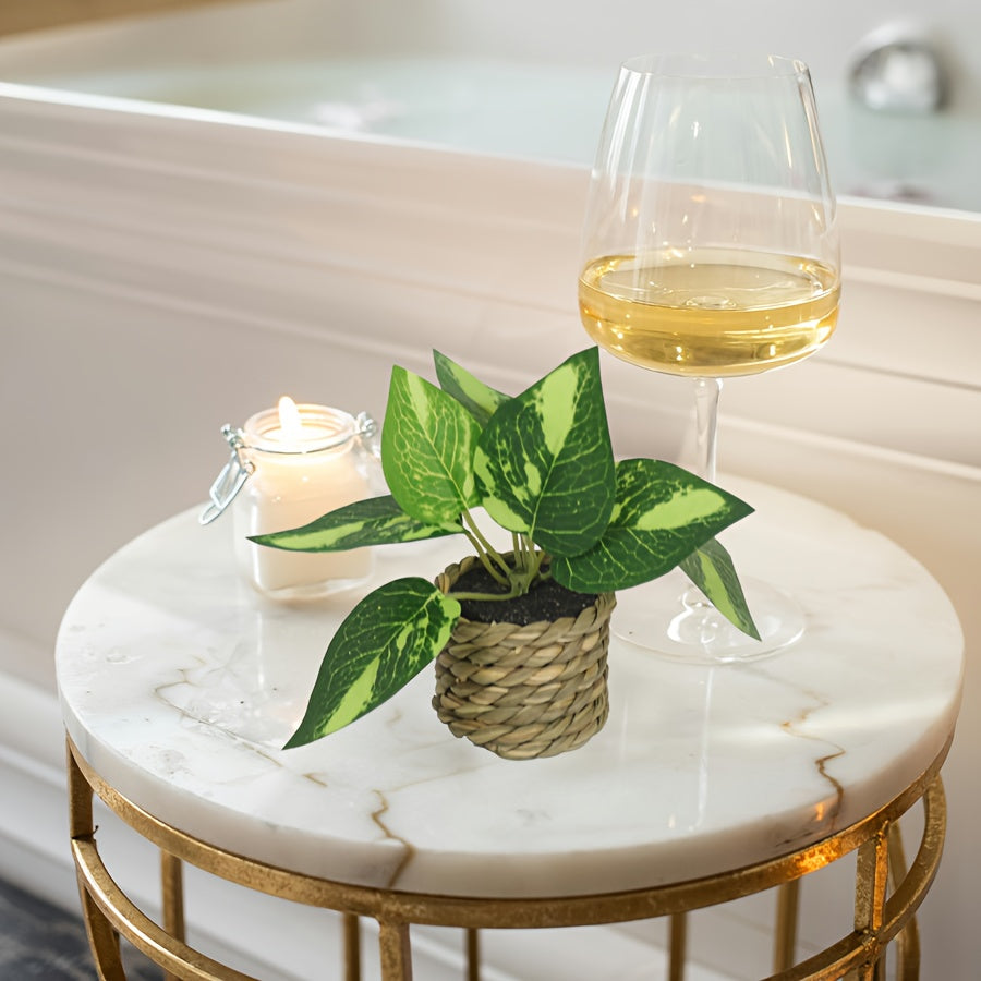 Artificial Green Grass Rope Pot for Home and Office Decor