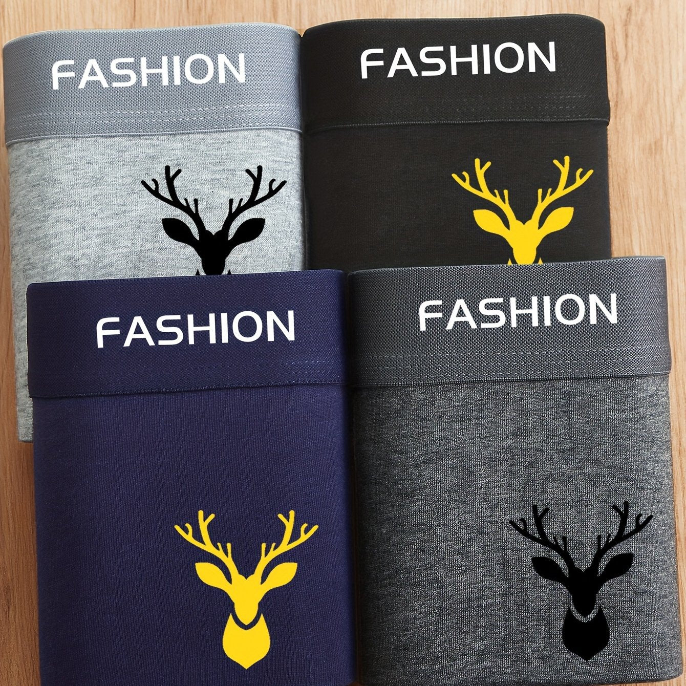 Men's Breathable Polyester Boxer Shorts Set with Animal Print for Sports and Casual Wear