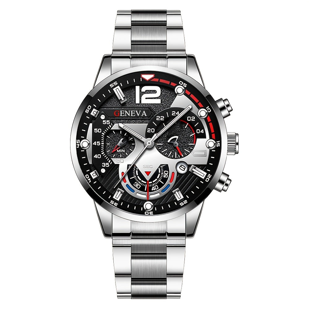 Men's Casual Quartz Watch Alloy Round Dial Battery Powered Non-Rechargeable Button Battery Gift for Dad or Boyfriend