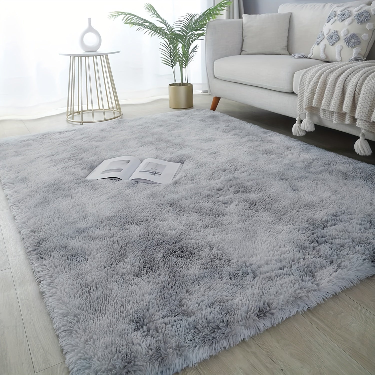 Modern Tie-Dye Floor Rug Rectangular Soft Shag for Living Room Bedroom Home Decor