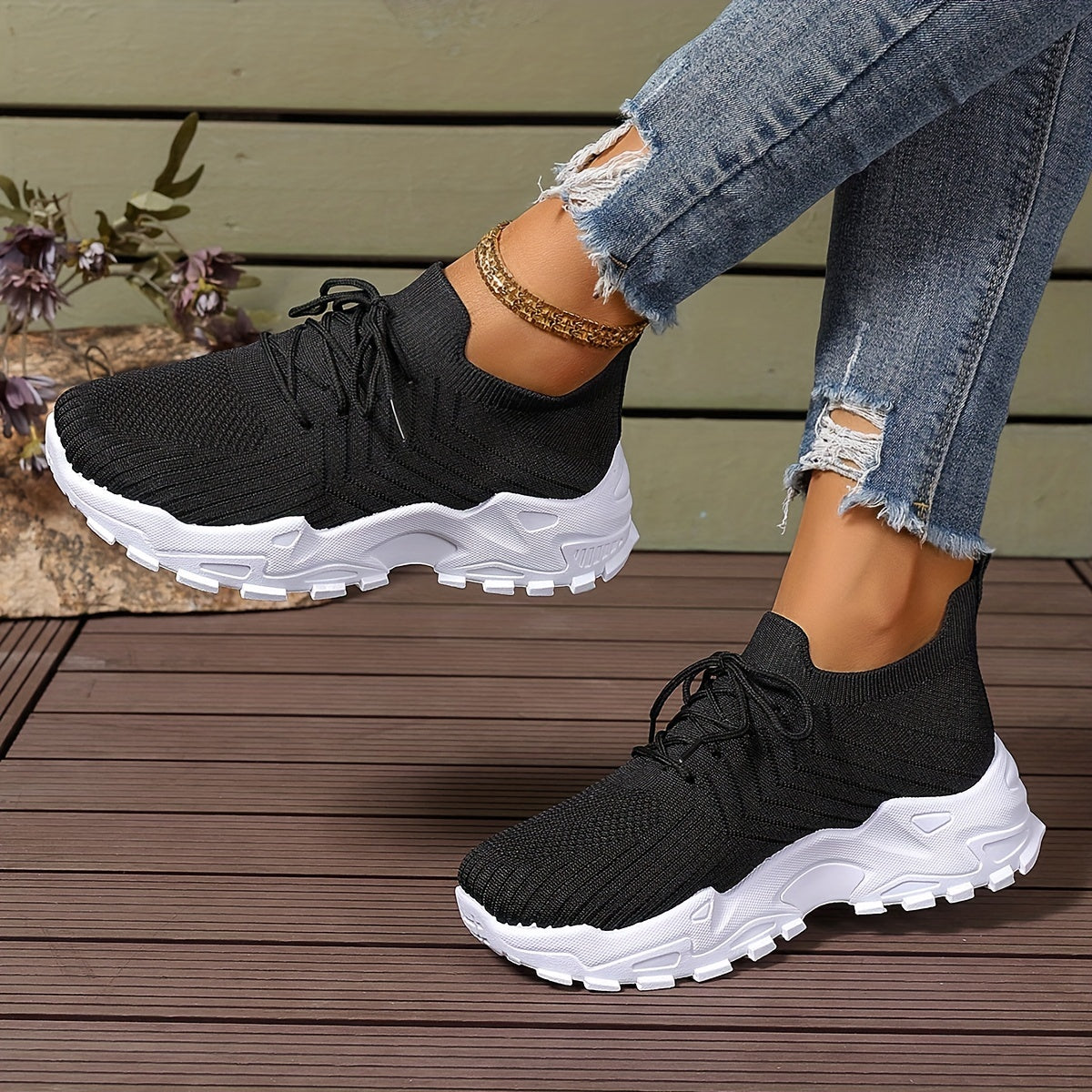 Women's Solid Color Breathable Mesh Sneakers Casual Walking Shoes