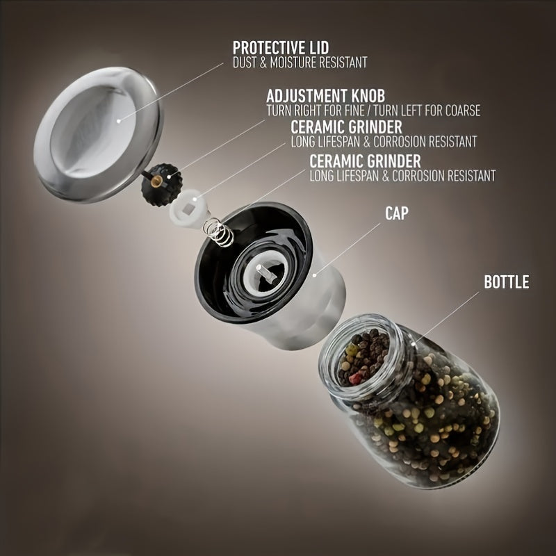 Stainless Steel Manual Salt and Pepper Grinders Set for Camping Hiking BBQ Kitchen