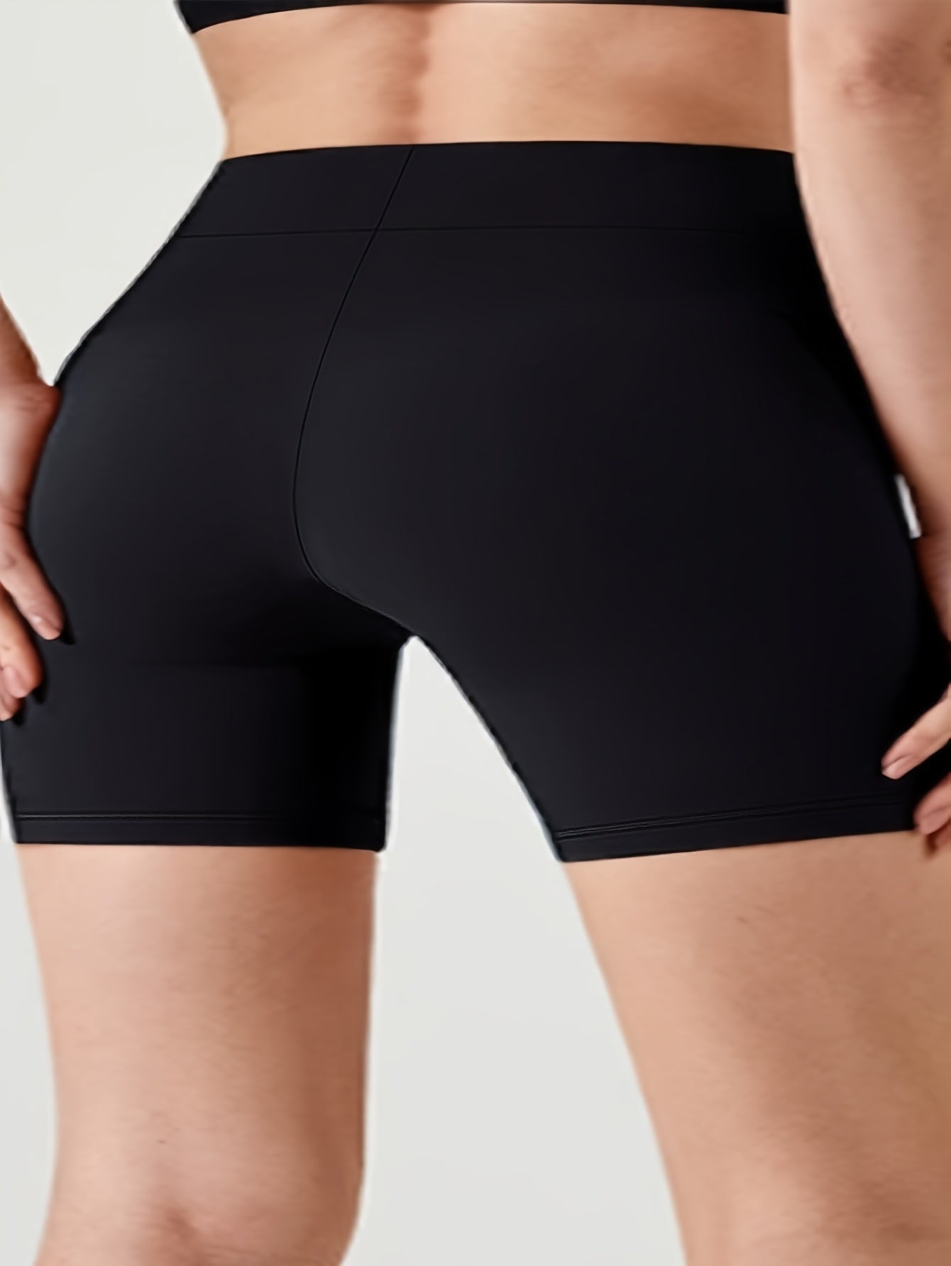 Women's High-Waisted Leggings Polyester Blend Non-See-Through Solid Black