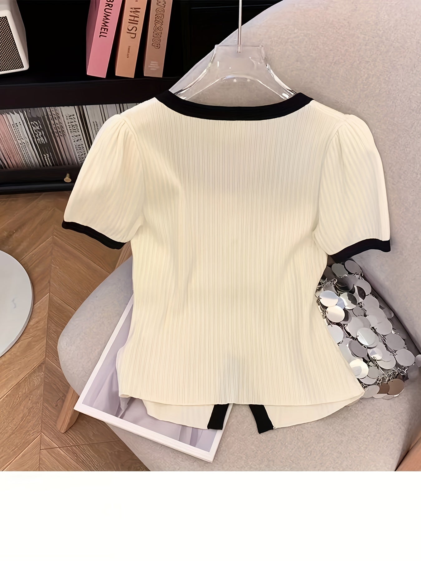 Plus Size Women's Square Neck Ice Silk Blouse with Bow Detail