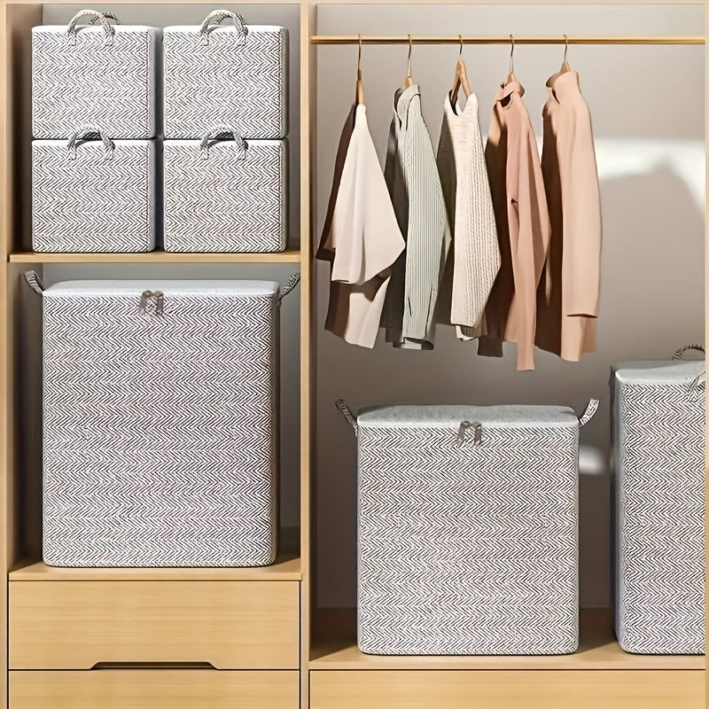 Organizador de almacenamiento con asas y contenedor con cremallera para mantas, ropa, dormitorio, residencia, viaje