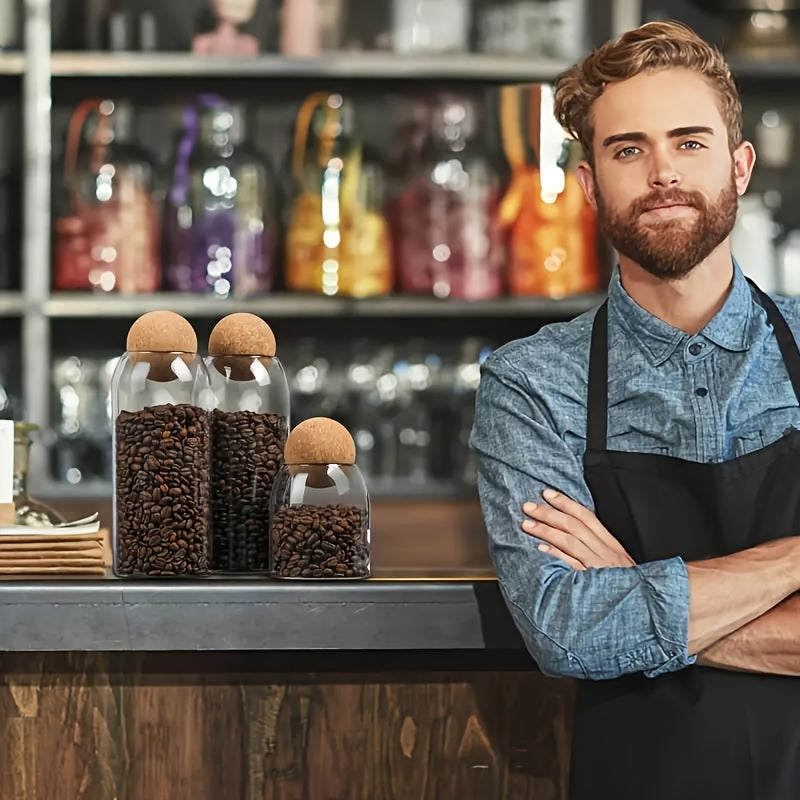 Airtight Kitchen Storage Jar with Natural Cork Lid for Coffee Tea Spices