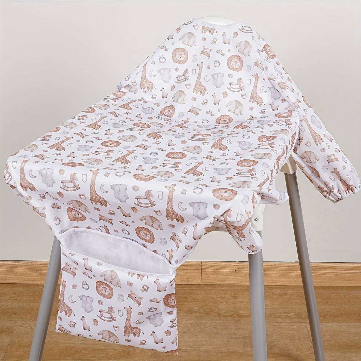 Long Sleeve Waterproof Feeding Bib with Hook and Loop Closure for Messy Meals