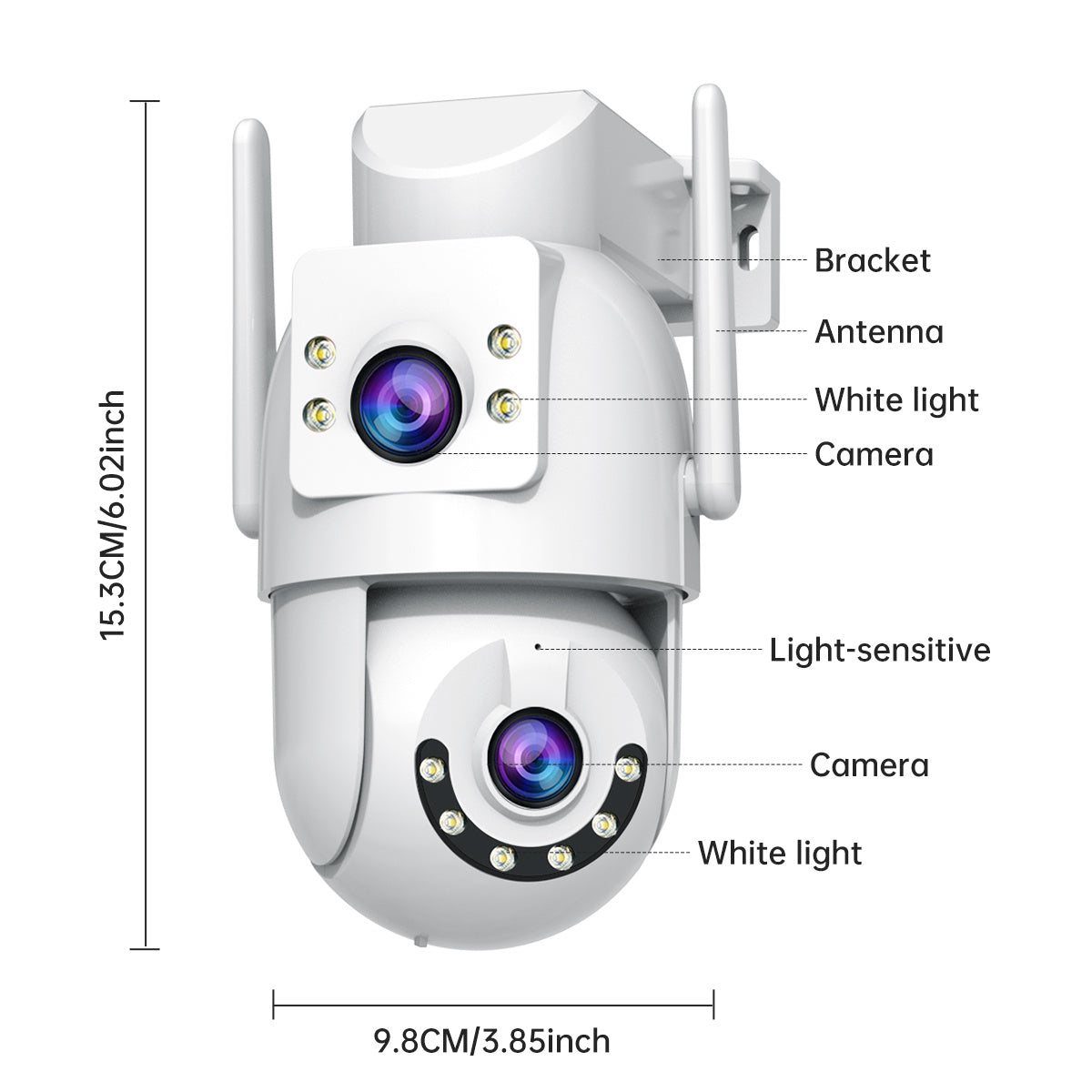 Indoor Dual Lens WiFi Security Camera with Pan Tilt 1080p Night Vision AI Detection
