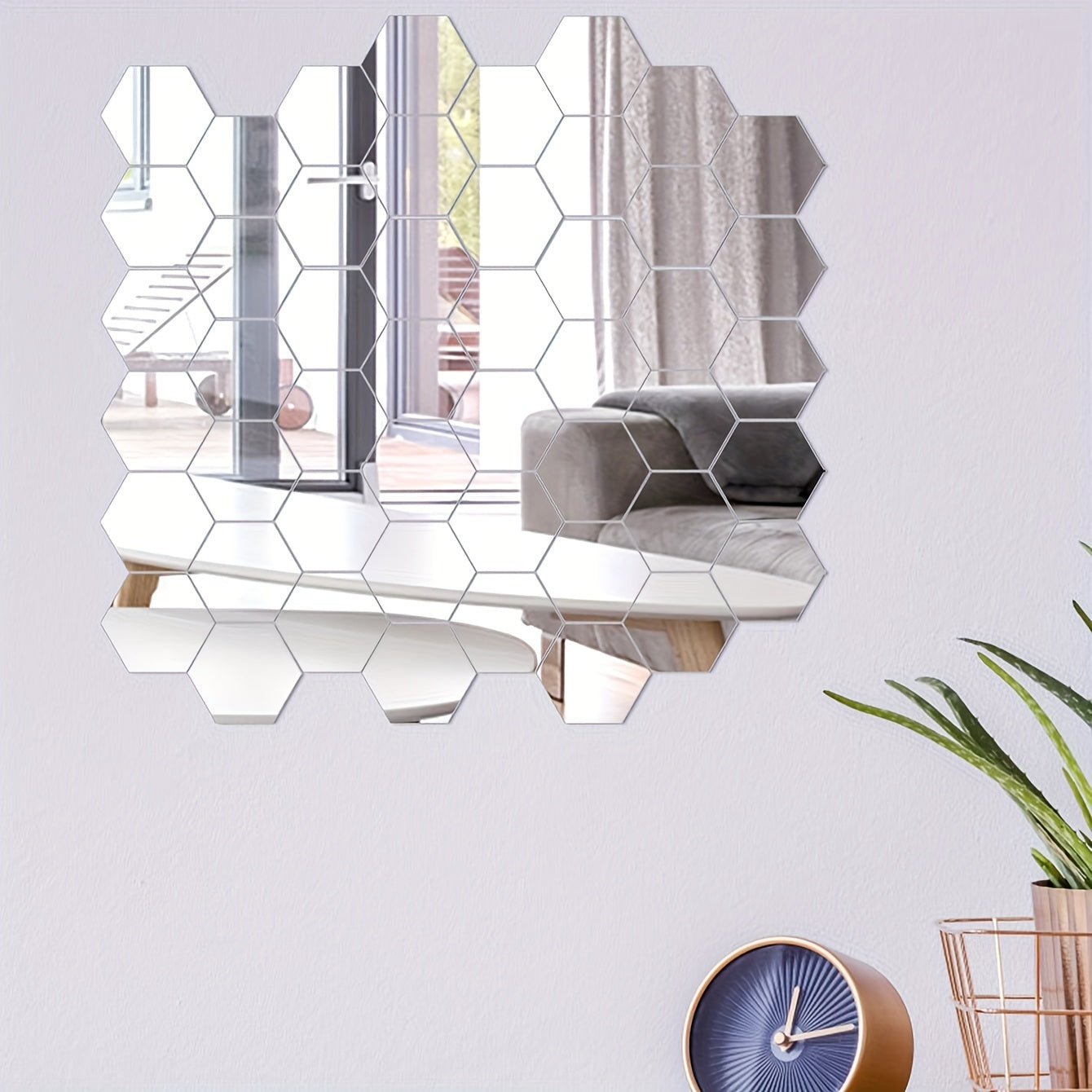Hexagonal Mirror Wall Decals for Bathrooms Bedrooms Dorms Offices Gyms