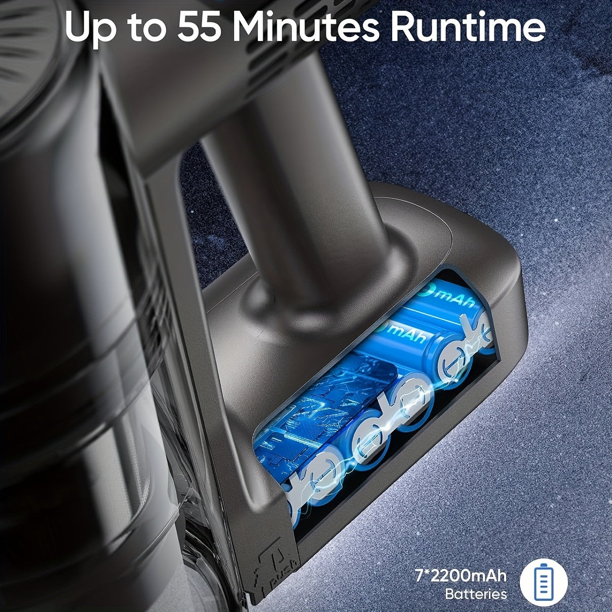 LED displeyli simsiz changyutgich 30Kpa tortish kuchi bilan it tuklari va gilam uchun qattiq pol