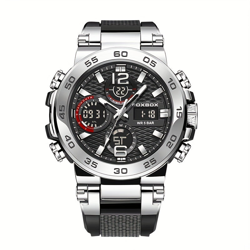 Digital Military Men's Sports Watch Waterproof Dual Display Quartz with Alarm Chronograph