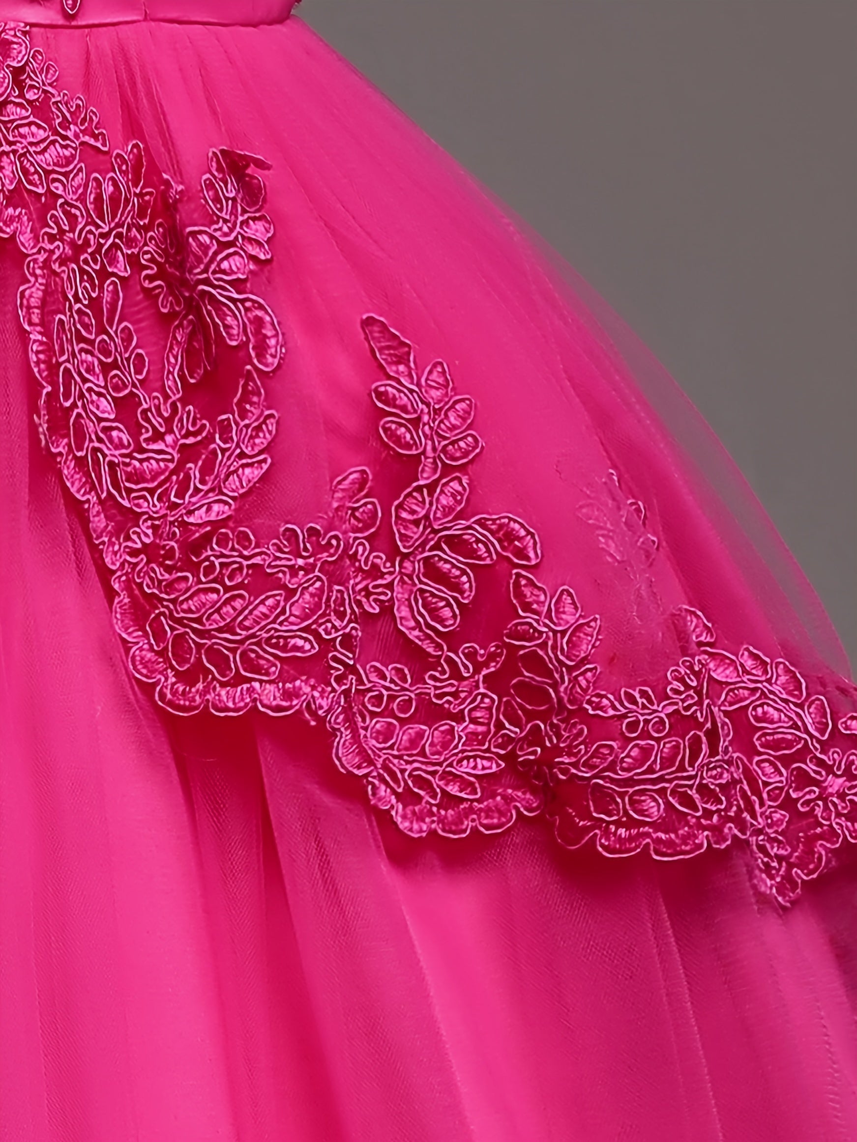 Girls' Red Princess Dress Beaded Embroidery Mesh Tail for Parties Weddings