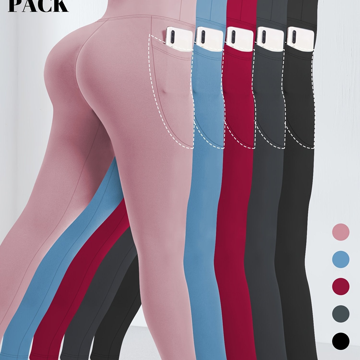 Plus Size High Waist Tummy Control Leggings with Pockets for Women