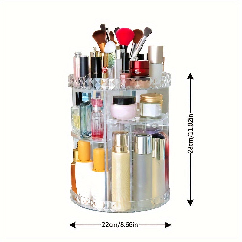 360 Degree Rotatable Acrylic Cosmetic Storage Rack Large Capacity for Makeup Brushes