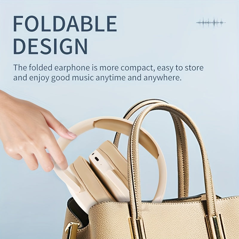 Auriculares inalámbricos plegables con sonido estéreo, cancelación de ruido, batería de larga duración, carga USB para adultos