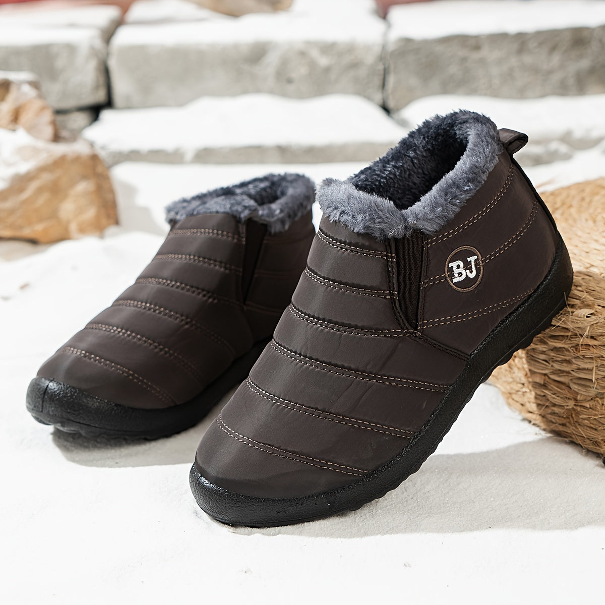 Women's Winter Slip-On Boots Fabric Upper Casual Flat Heel