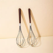 Stainless Steel Handheld Egg Beater with Wooden Handle for Baking