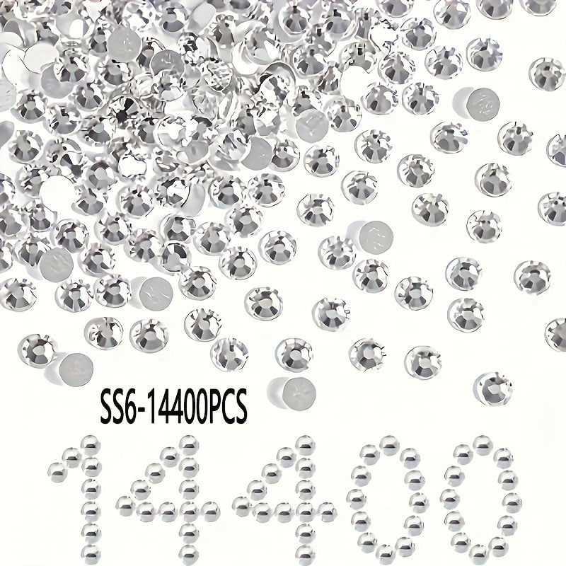 14400 Shisha Kristalli Flatback Rhinestones uchun Tirnoq San'ati, kiyim-kechak, poyabzal, sumkalar SS3 dan SS34 gacha