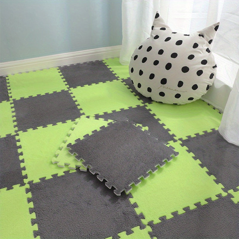 Yotoqxonalar uchun 24 dona sueda bo'lakdan iborat gilamli mozaika mato, ichki polni akustik izolyatsiya qilish va ichki makon dekoratsiyasi