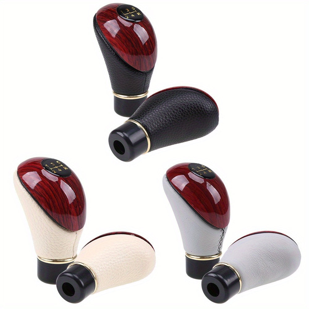 Universal Wooden PU Manual Gear Shift Knob for Cars and Trucks