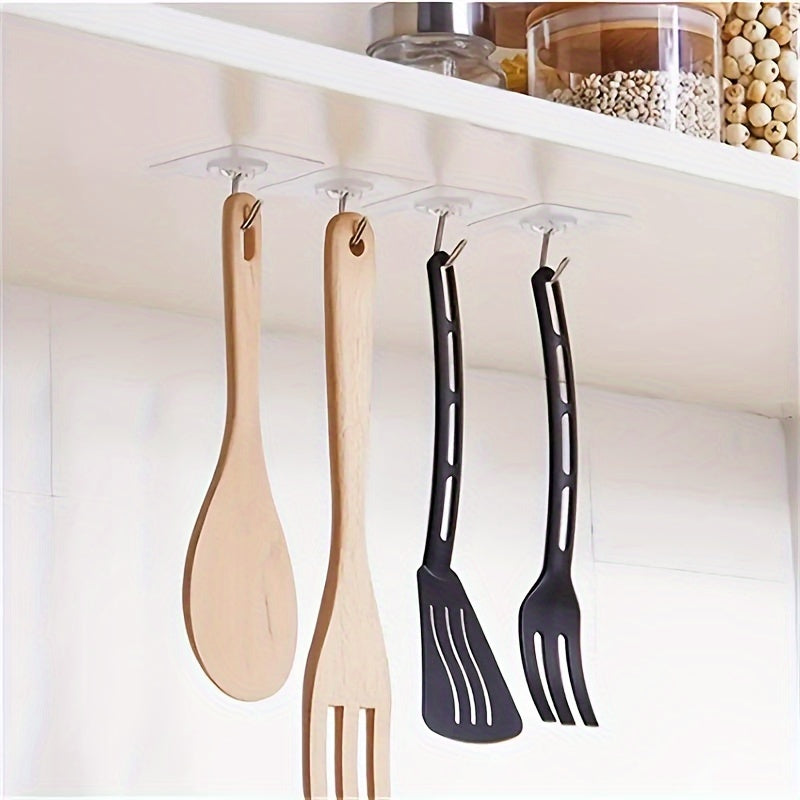 10/30 Pcs Transparent Adhesive Hooks Multi-Functional Bathroom Kitchen Wall Mount