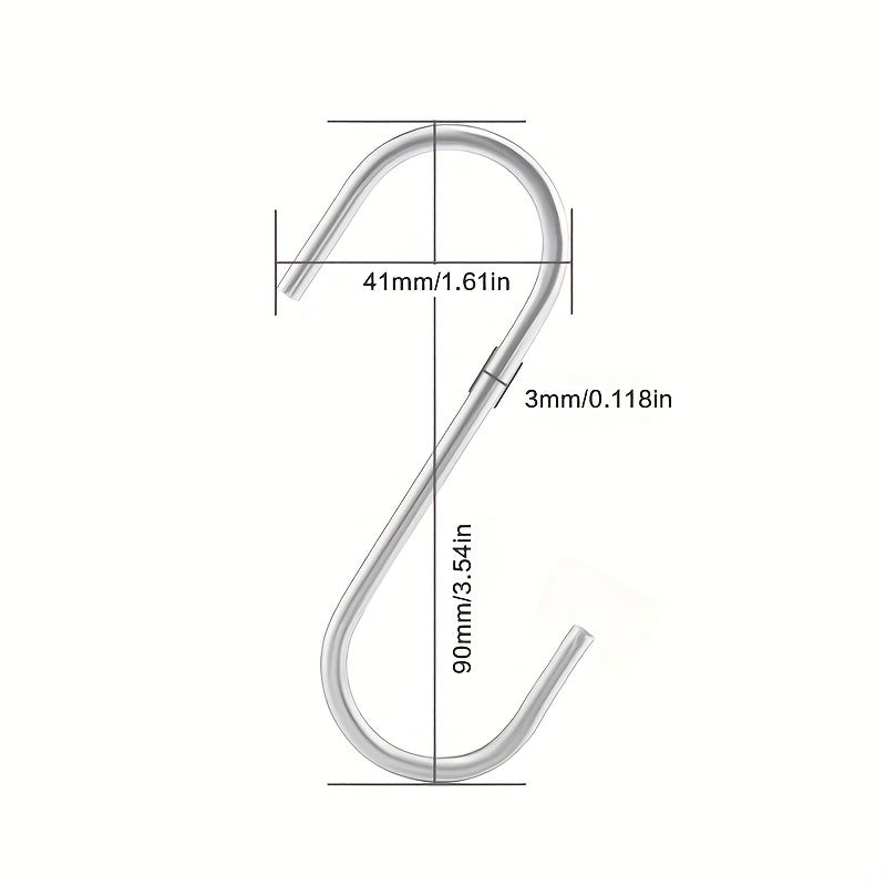 10 Stainless Steel S-Hooks for Kitchen Bathroom and Bedroom Hanging Towels Bags Accessories