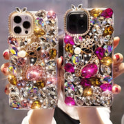 Luxury Pearl Rhinestone Fox Phone Case for iPhone 16 Promax Shockproof Acrylic