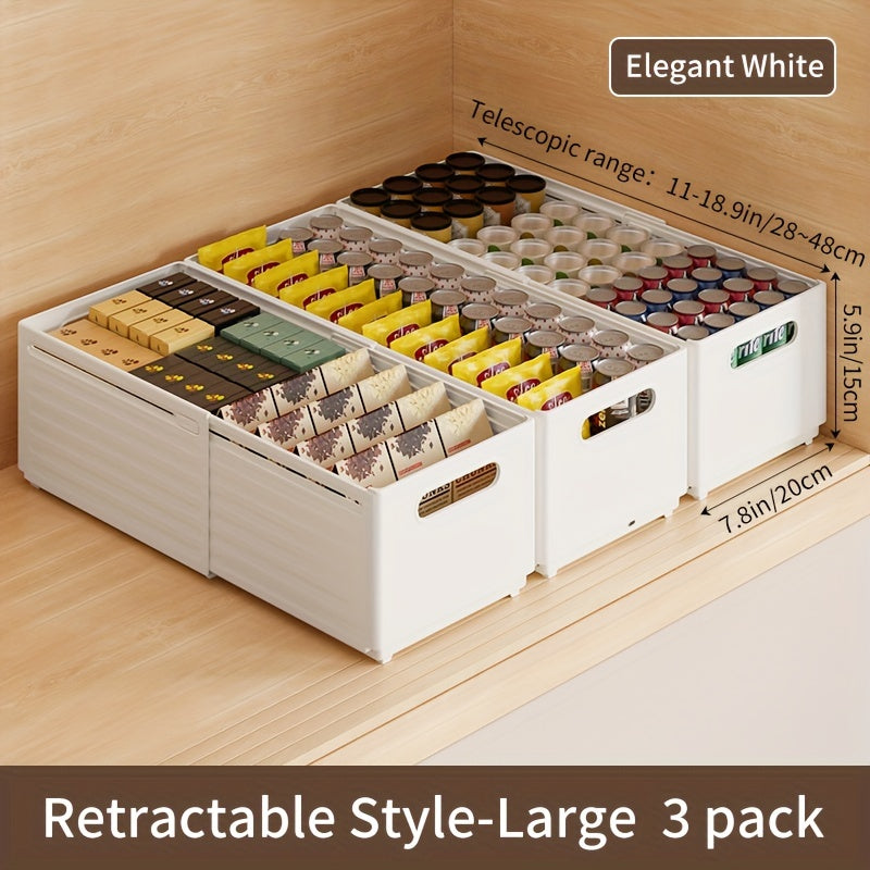 Caja de almacenamiento de ropa expandible con recipiente de plástico retráctil para cocina, dormitorio, baño y oficina