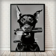 Black Dog Canvas Wall Art for Living Room Bedroom Studio 39.88x59.94cm Frameless Animal Print