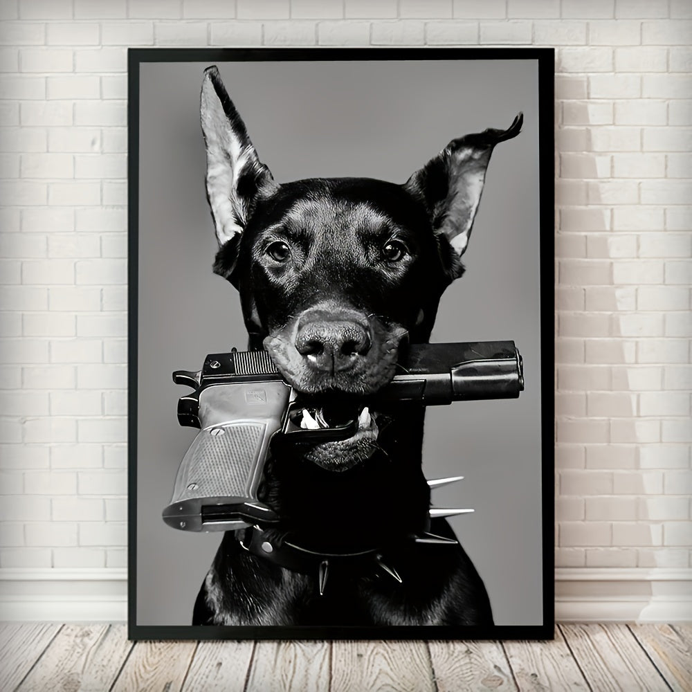 Black Dog Canvas Wall Art for Living Room Bedroom Studio 39.88x59.94cm Frameless Animal Print