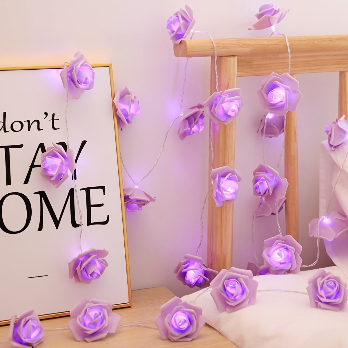 Rosas de LED rojas decoración para el día de San Valentín 149.96cm con 10 LEDs alimentadas por batería