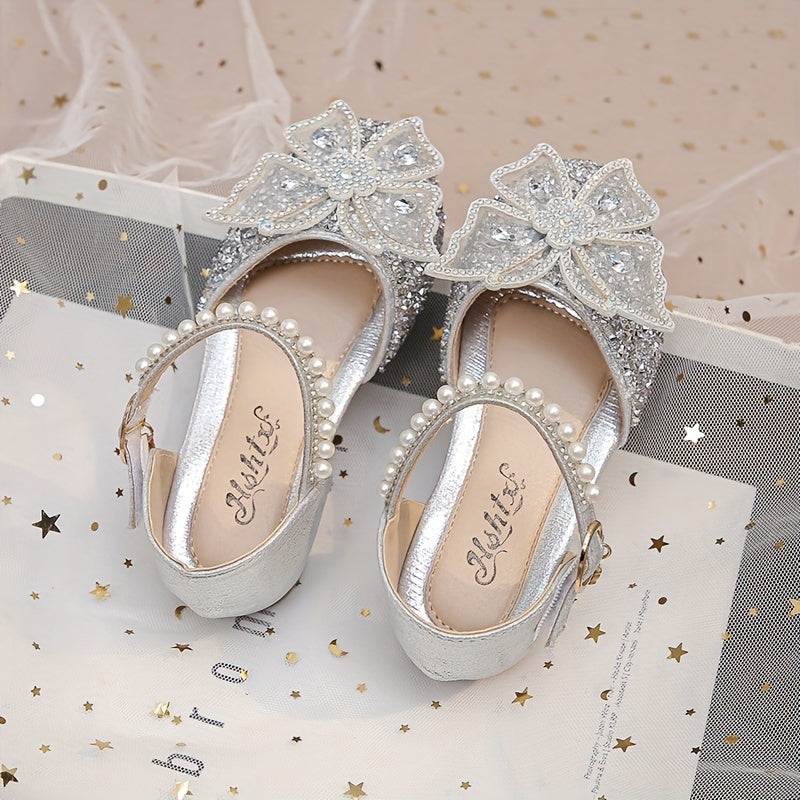 Girls' Breathable Low-Top Shoes with Magic Tape, Shiny Design, Non-Slip Lightweight for Indoor Outdoor Use