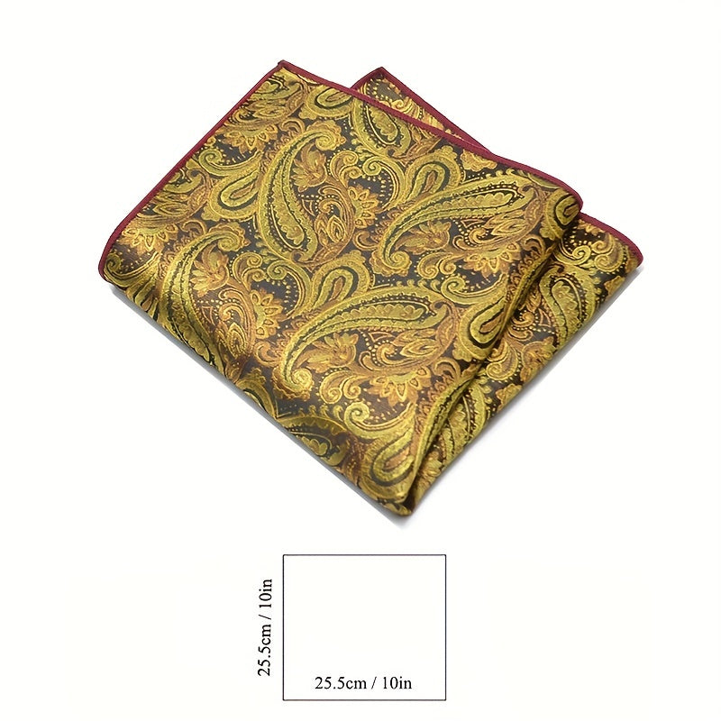 Men's Paisley Jacquard Pocket Square Handkerchief Cashew Pattern Stylish Accessory