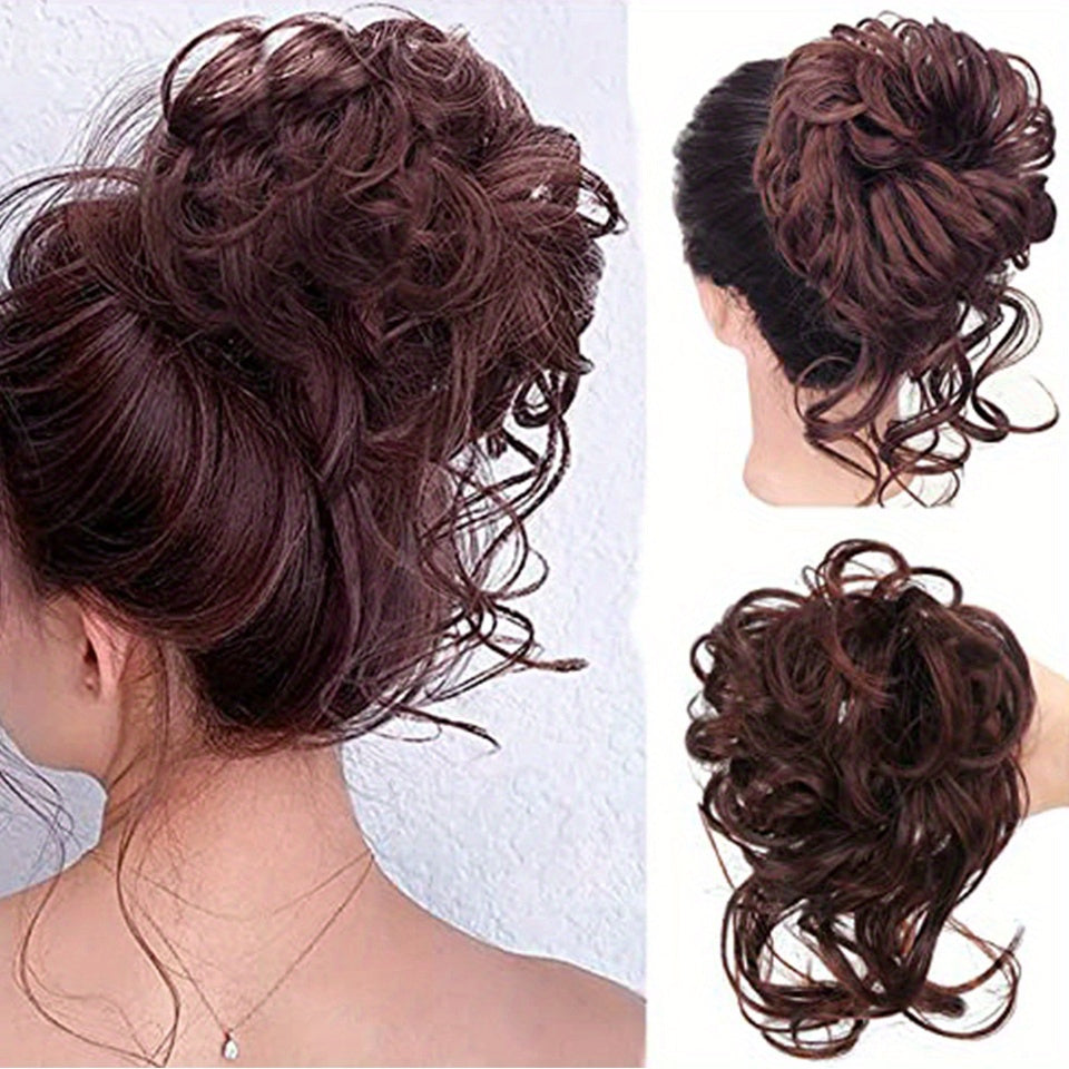 Women Messy Curly Donut Hair Bun Updo Synthetic Hair Extension 25.4cm