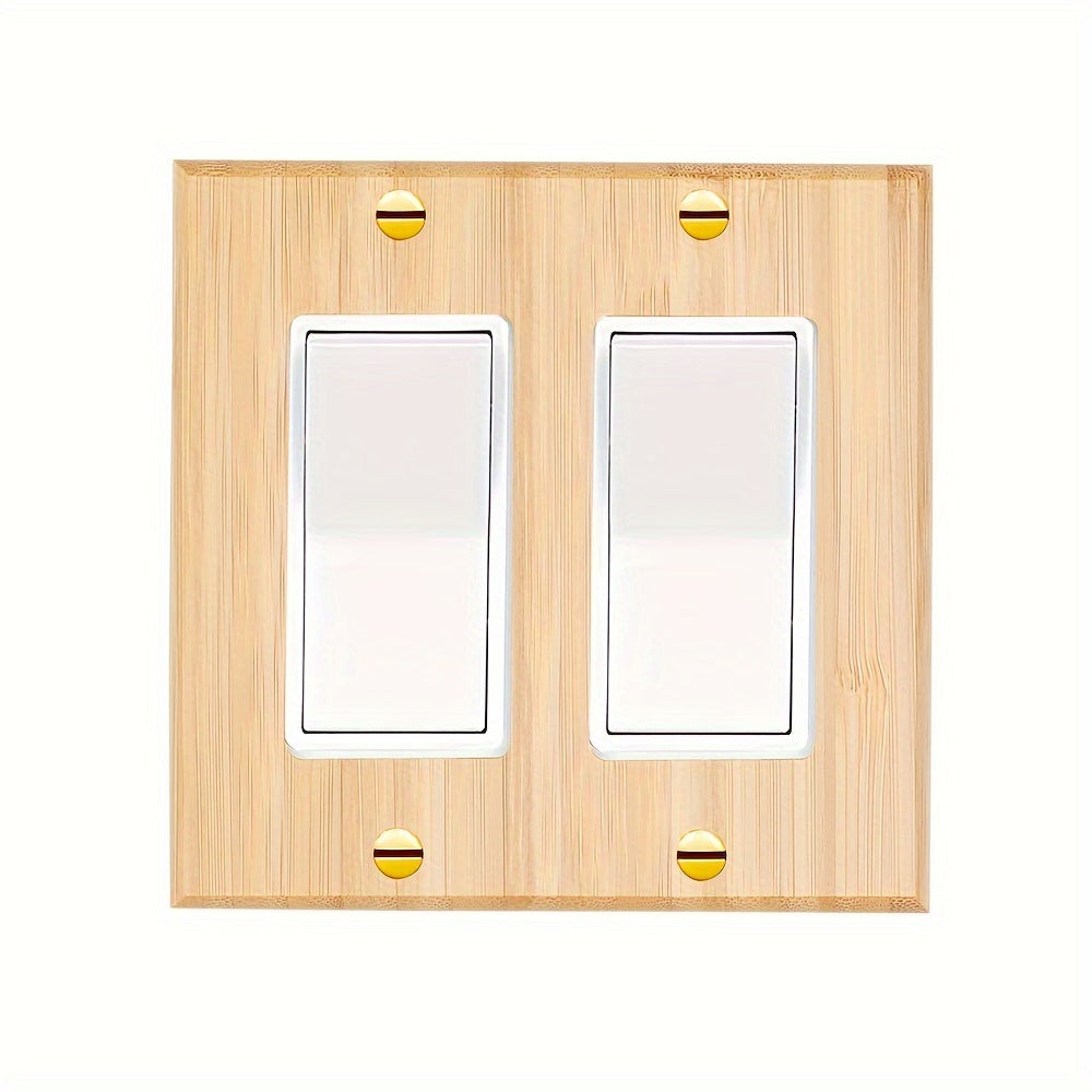 Solid Wood and Bamboo Wall Plate for Switches and Outlets Dual-Hole Design for Bedroom Kitchen Home
