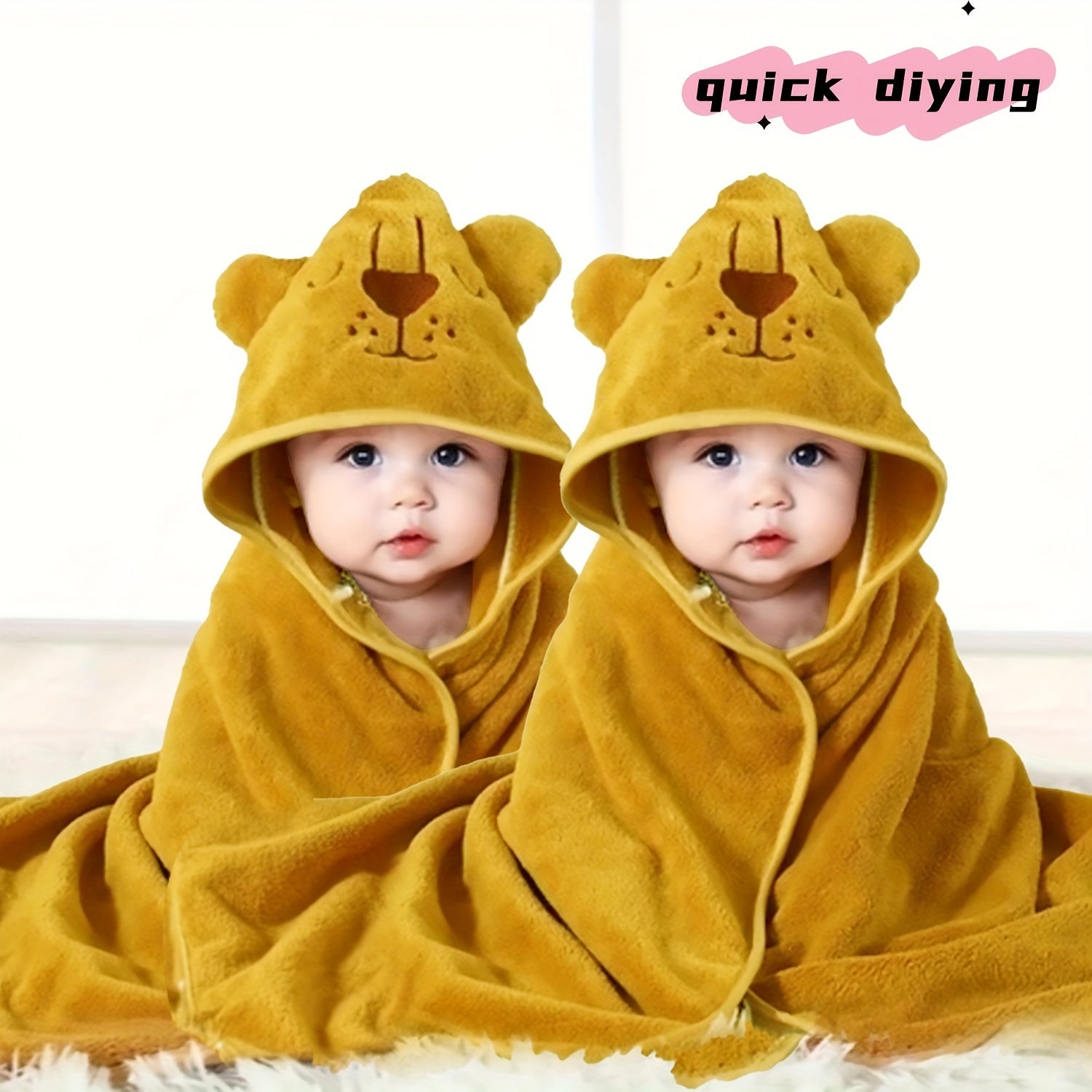 Kids Hooded Bath Towels Set Soft Cotton for Beach Bathroom Travel 2 Pack