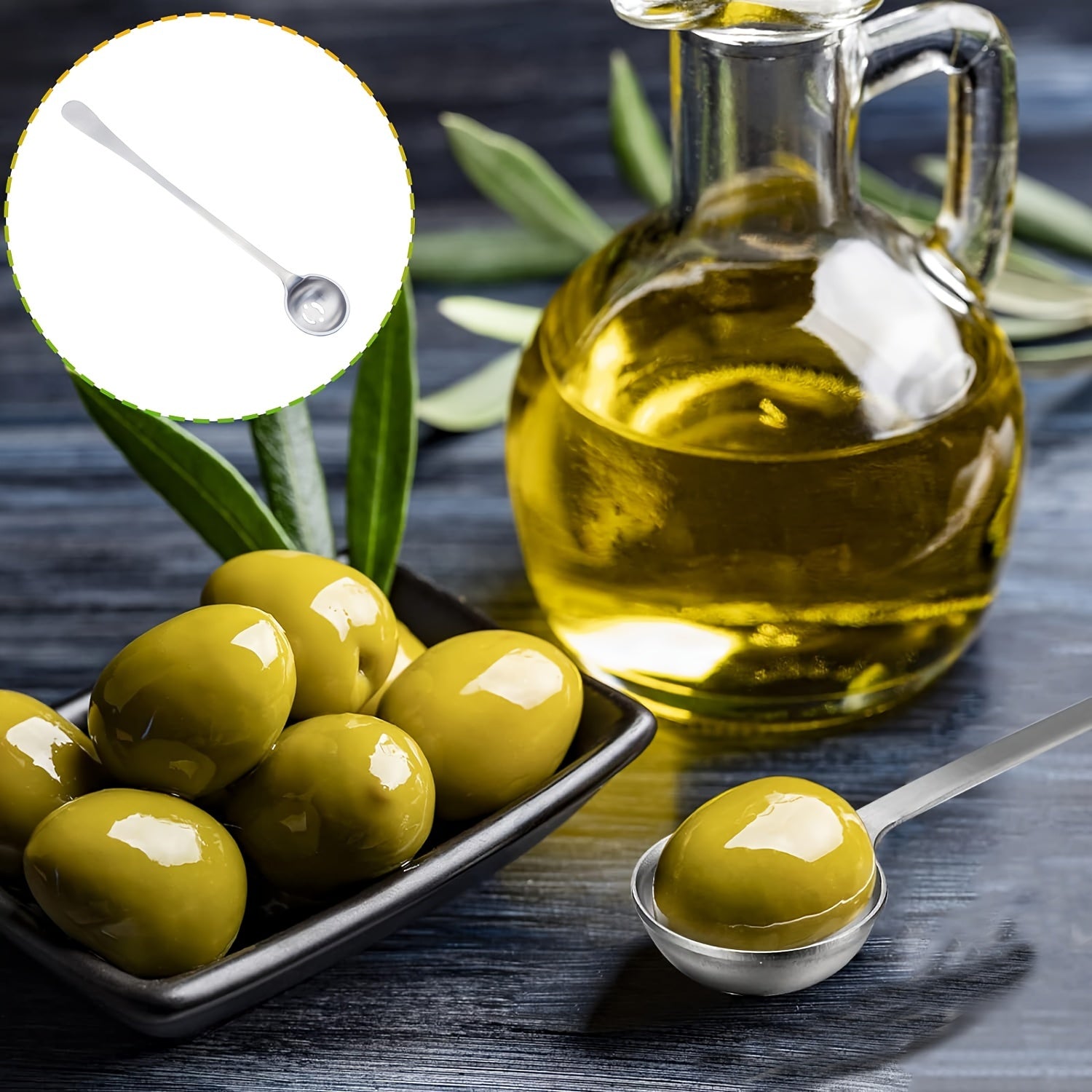 Stainless Steel Olive Spoon with Drain Hole Long Handle Slotted Serving Strainer