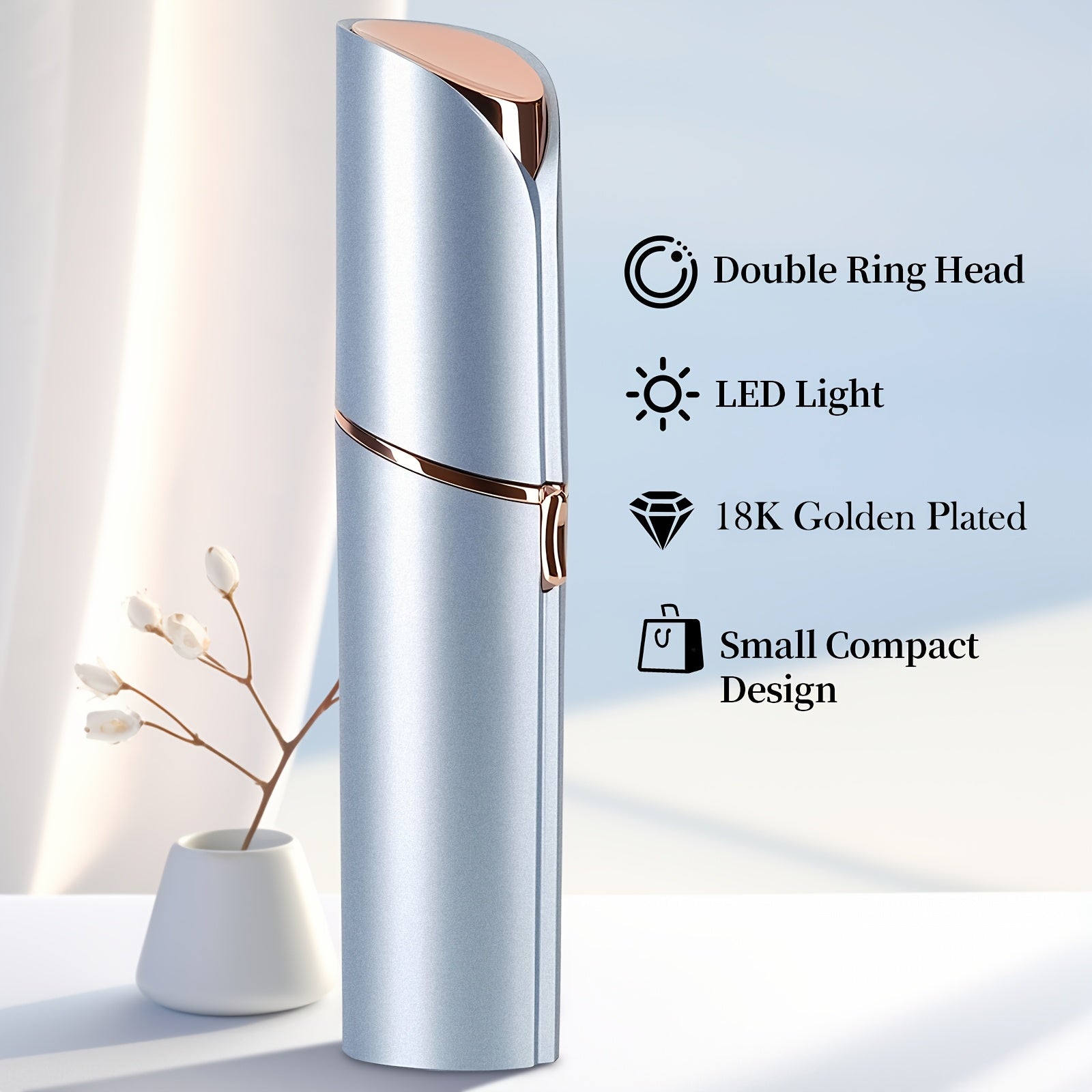 Women's Rose Gold Facial Hair Trimmer Rechargeable with USB Charging