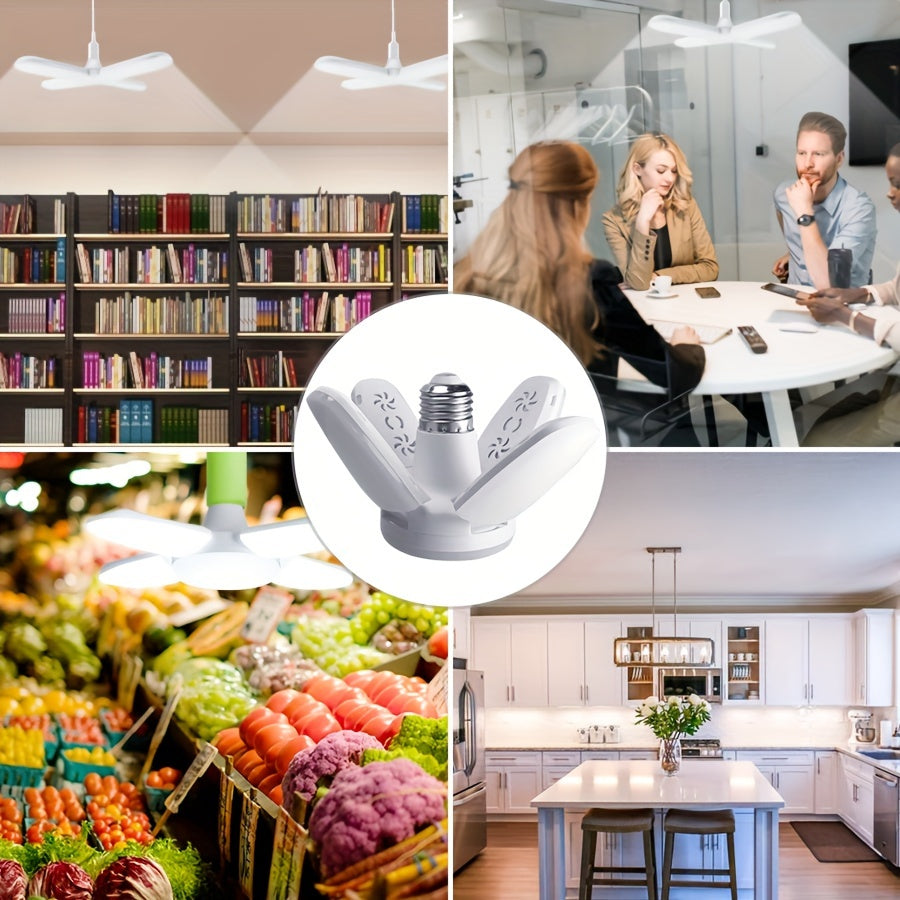 Compact LED Pendant Light 28W Foldable Adjustable Indoor Garage Lighting