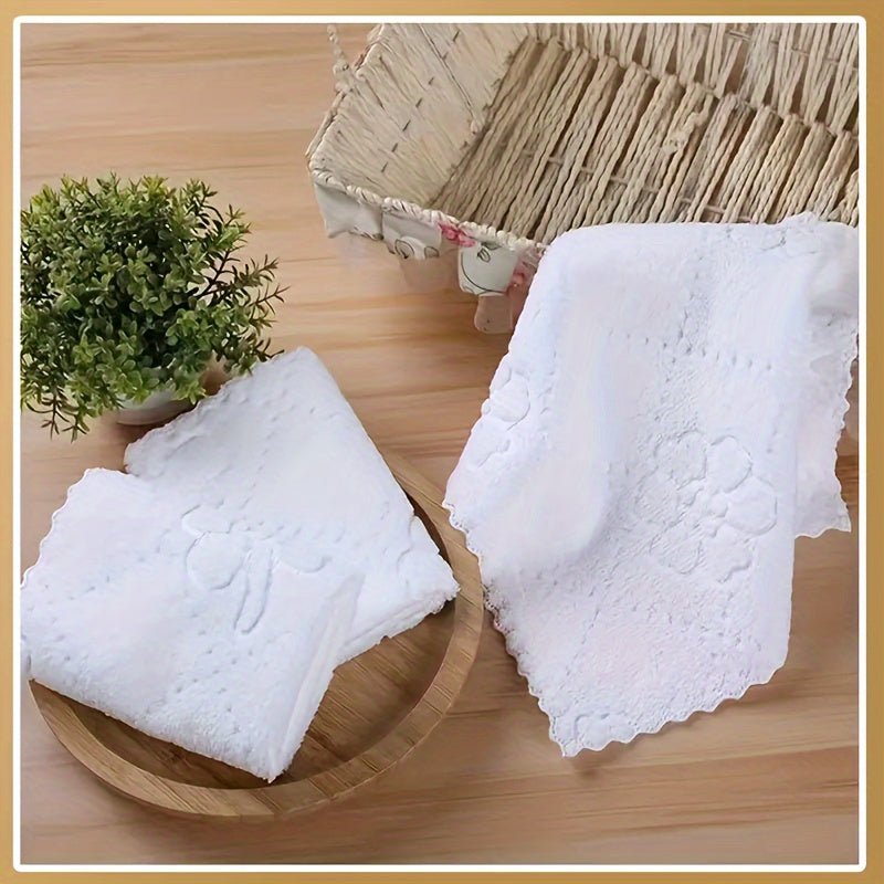 300 White Microfiber Towels with Flower Embossed Washcloths for Cleaning and Bathroom