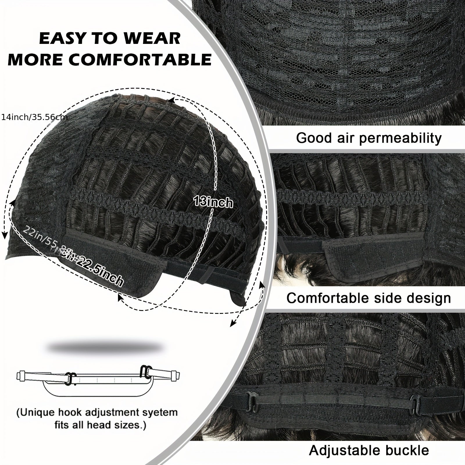 Black Men's Wig with Layered Natural Fluffy Synthetic Hair for Halloween Costumes