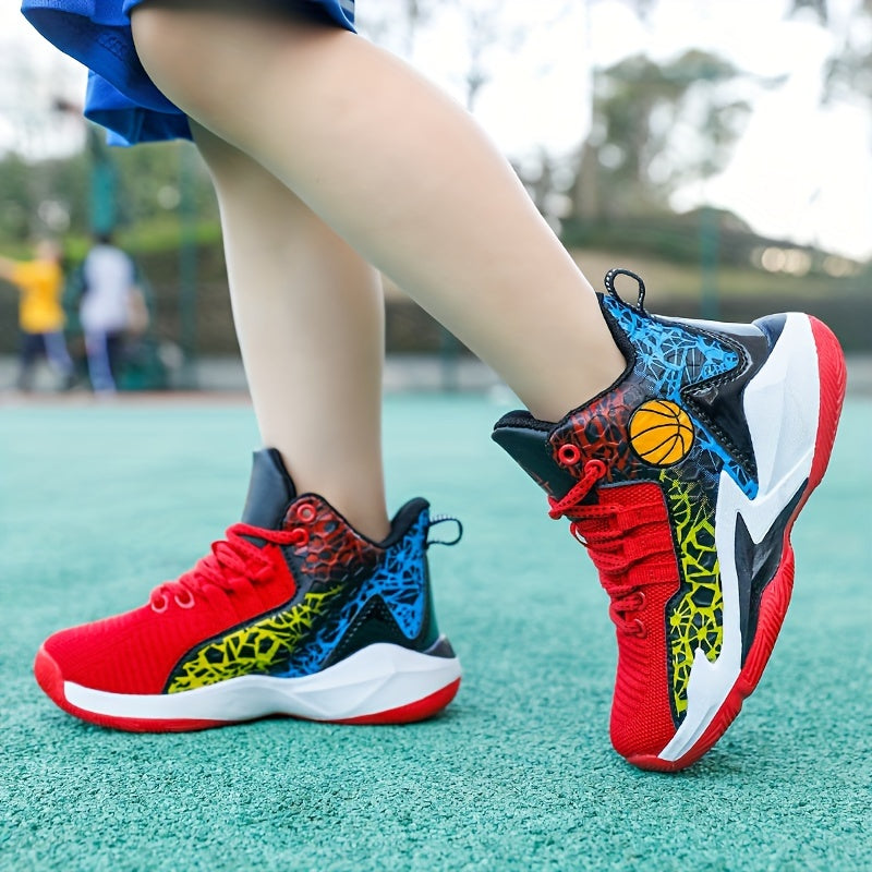 Kids' Mid-Top Athletic Sneakers with Stripe Pattern Breathable All-Season for Boys and Girls