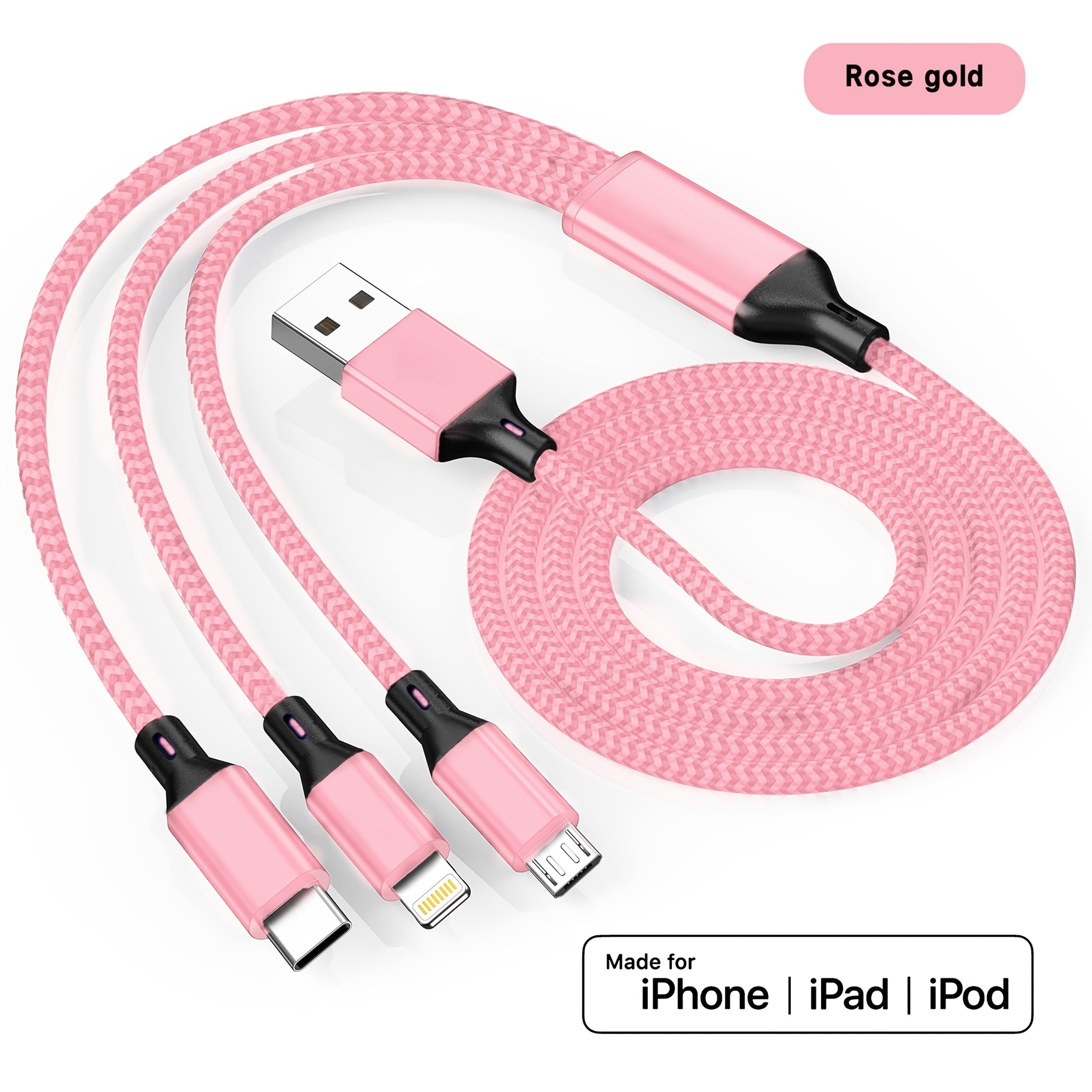 Fast Charging USB Cable for iPhone Samsung Type-C Micro USB Android Devices