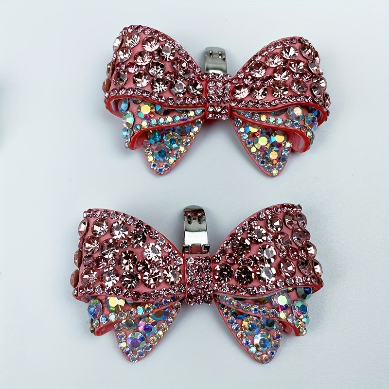 2PCS Sparkling Rhinestone Bow Shoe Clips Removable Handmade Fashion Accessories
