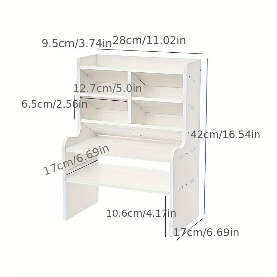 Dorm Storage Box Desk Organizer for Students with Double-Layer Desktop Rack and Pen Holder