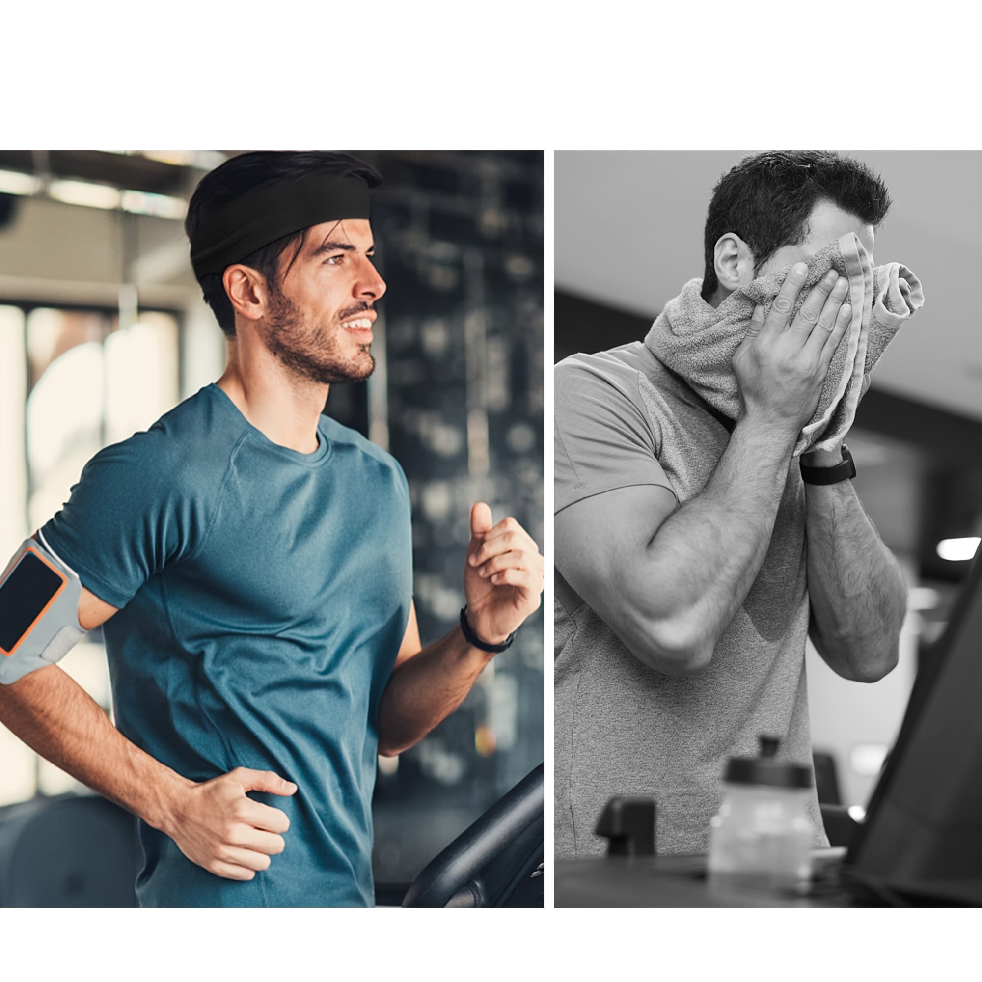 Men's Breathable Mesh Sports Headbands for Running Yoga Fitness Workout Pack of 5