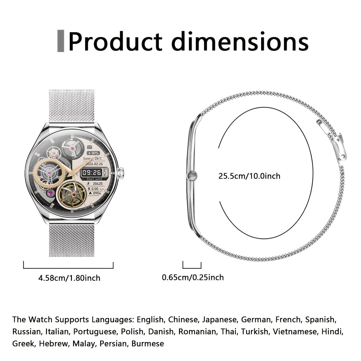 Ultra-Thin Smart Watch with Call Function Stainless Steel Fitness Tracker 100+ Sport Modes