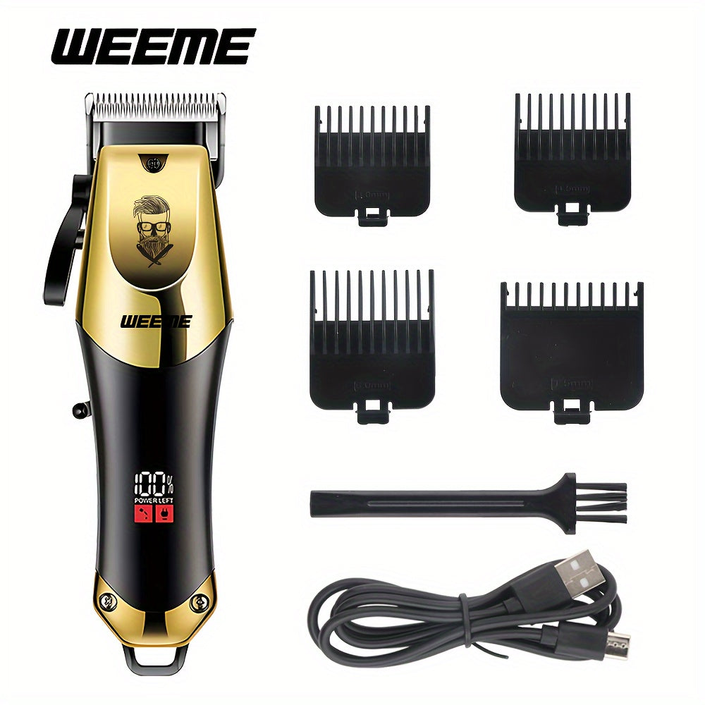 Electric Hair Clipper USB Rechargeable Quiet Hair Trimmer with Limit Combs and One-Touch Length Adjustment