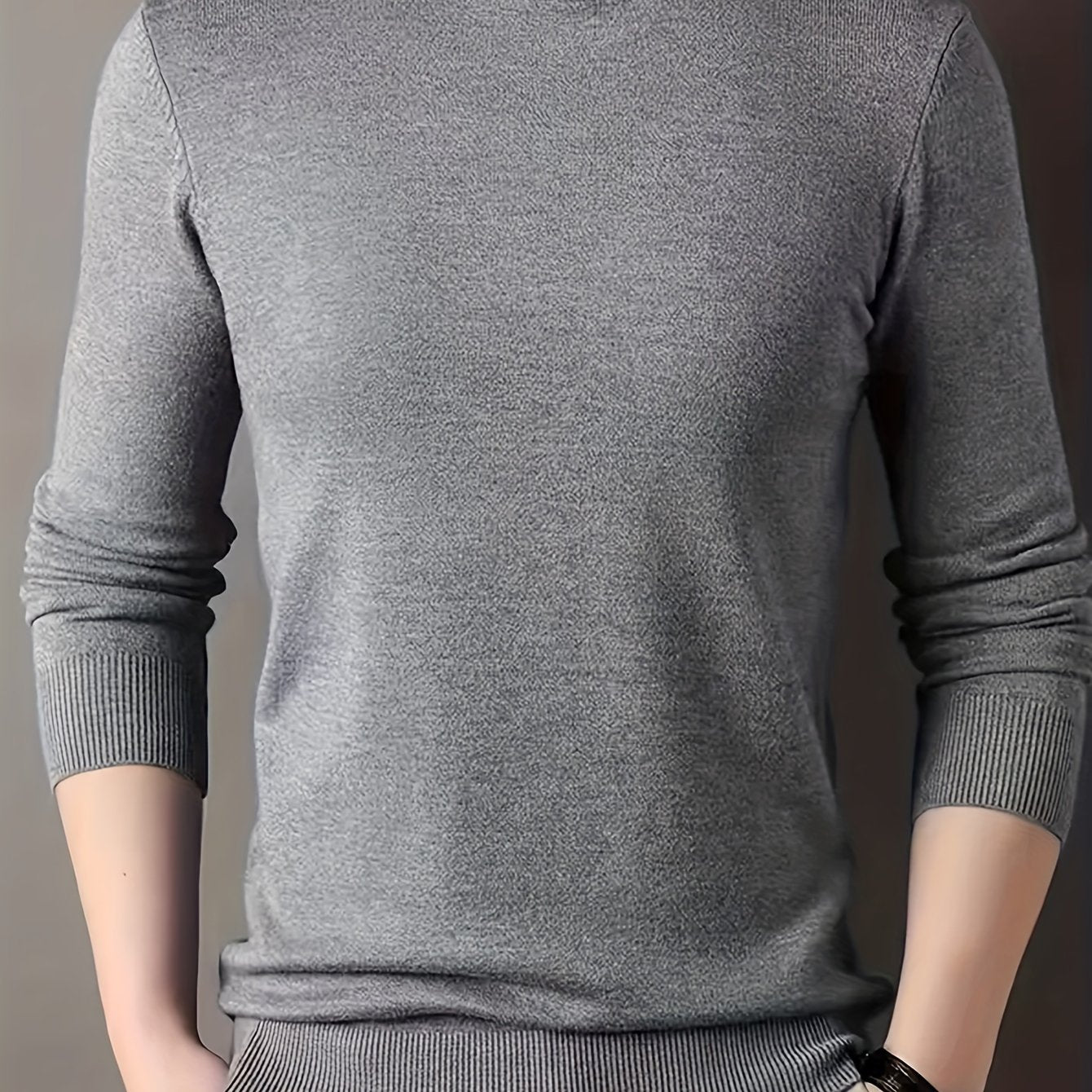 Men's Knit Sweater Hooded Fall Winter Solid Rayon Long Sleeve Stand Collar
