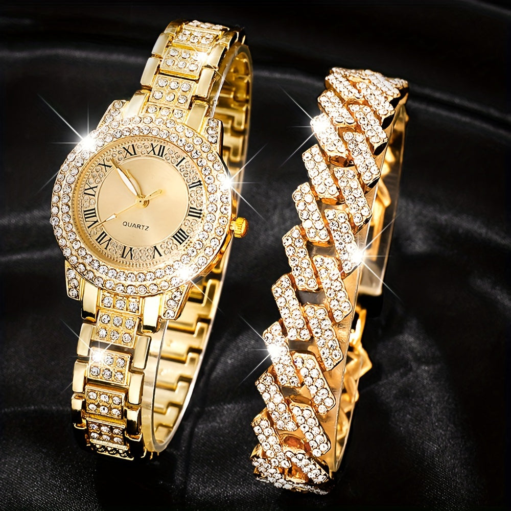 Ladies Round Quartz Watch with Luxury Bracelet for All Occasions